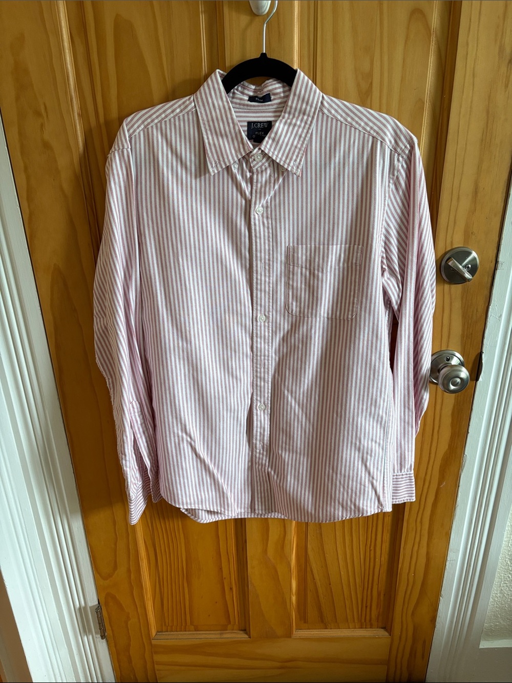 J. Crew Men’s Red and White Striped Oxford